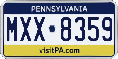 PA license plate MXX8359