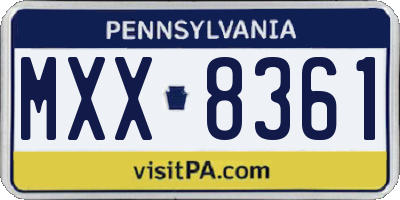 PA license plate MXX8361