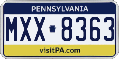PA license plate MXX8363