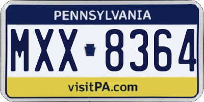PA license plate MXX8364