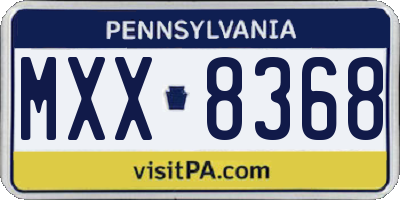 PA license plate MXX8368