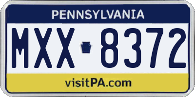 PA license plate MXX8372