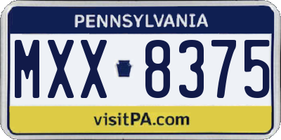 PA license plate MXX8375