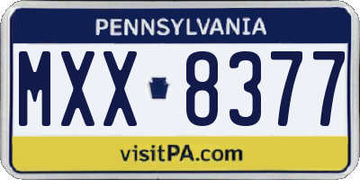 PA license plate MXX8377