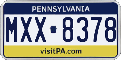 PA license plate MXX8378