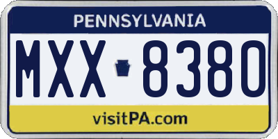 PA license plate MXX8380