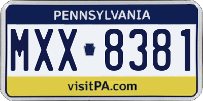 PA license plate MXX8381