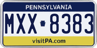 PA license plate MXX8383