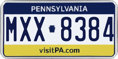 PA license plate MXX8384