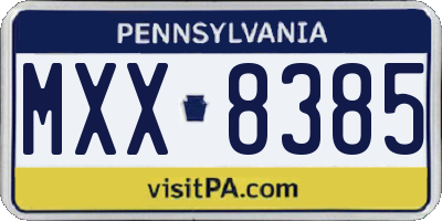 PA license plate MXX8385