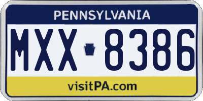 PA license plate MXX8386