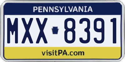 PA license plate MXX8391