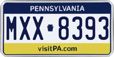 PA license plate MXX8393