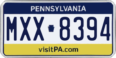 PA license plate MXX8394