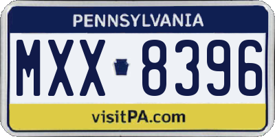 PA license plate MXX8396