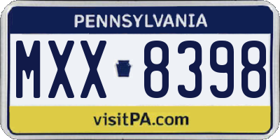 PA license plate MXX8398