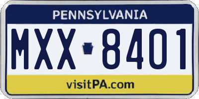 PA license plate MXX8401