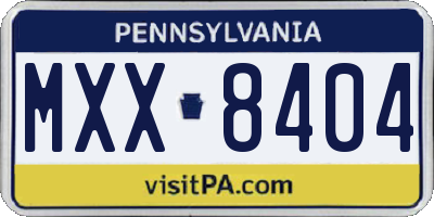 PA license plate MXX8404