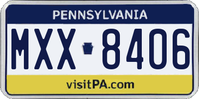 PA license plate MXX8406