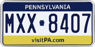 PA license plate MXX8407