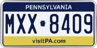 PA license plate MXX8409