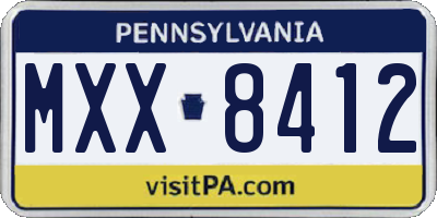 PA license plate MXX8412