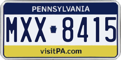 PA license plate MXX8415