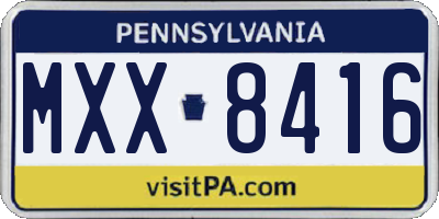 PA license plate MXX8416