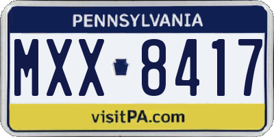 PA license plate MXX8417