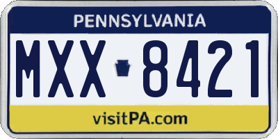 PA license plate MXX8421