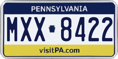PA license plate MXX8422