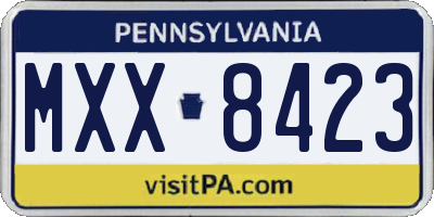 PA license plate MXX8423