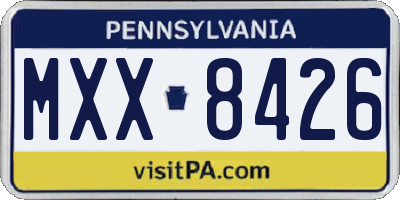 PA license plate MXX8426