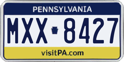PA license plate MXX8427