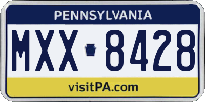 PA license plate MXX8428