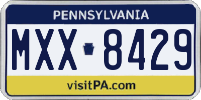 PA license plate MXX8429