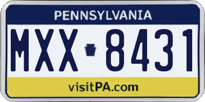 PA license plate MXX8431