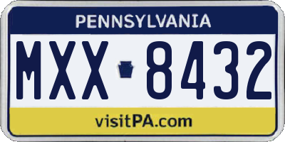 PA license plate MXX8432