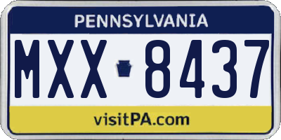 PA license plate MXX8437