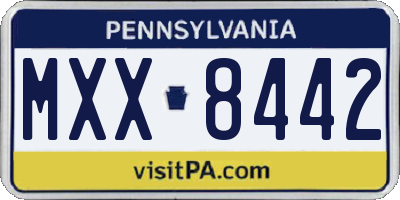 PA license plate MXX8442