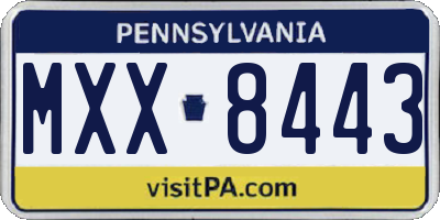 PA license plate MXX8443