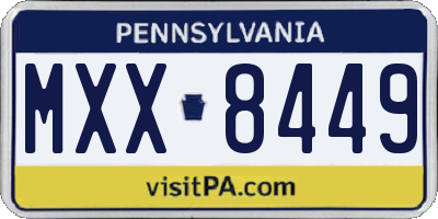 PA license plate MXX8449