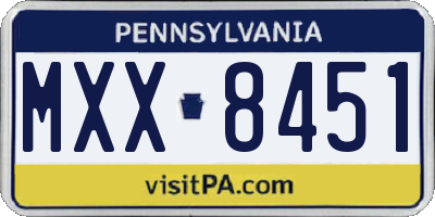 PA license plate MXX8451