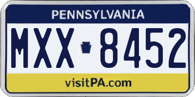 PA license plate MXX8452