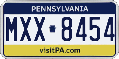 PA license plate MXX8454
