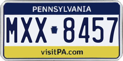 PA license plate MXX8457