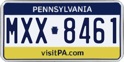 PA license plate MXX8461