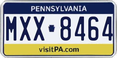 PA license plate MXX8464
