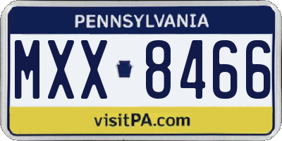 PA license plate MXX8466