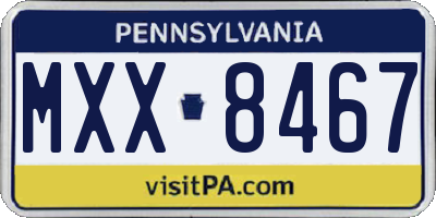 PA license plate MXX8467